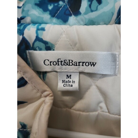 Croft & Barrow Quilted Vest White Size Medium Floral Spring Vest full zip - Picture 2 of 7
